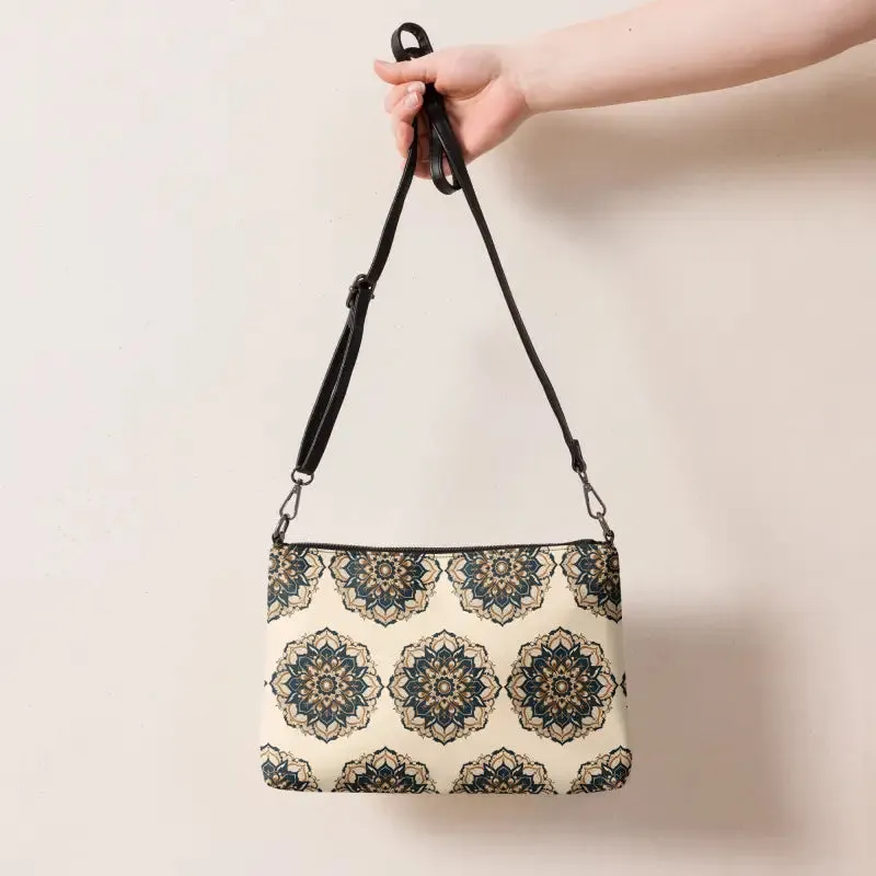 Mandal Pattern Faux Leather Crossbody Bag