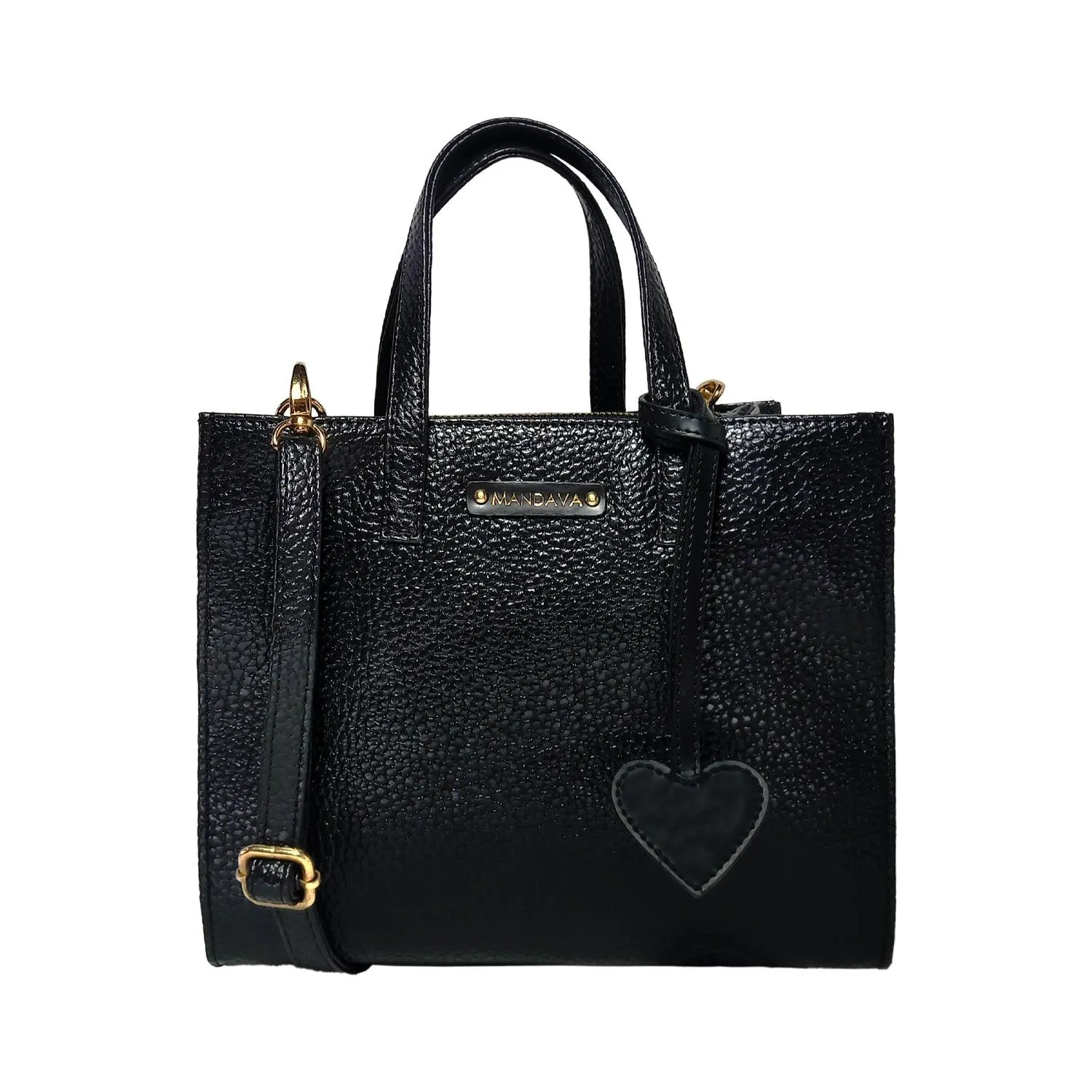 MANDAVA Women's/Ladies Top Handle PU Leather Handbag, Shoulder Bag with Tussle (Black)