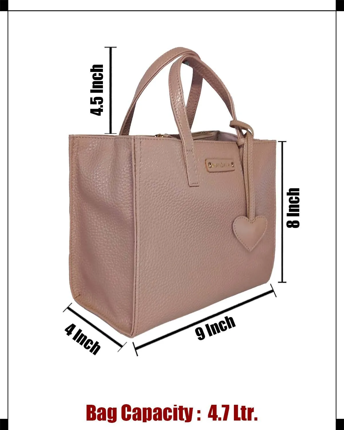 MANDAVA Women's/Ladies Top Handle PU Leather Handbag, Shoulder Bag with Tussle (Old Pink)