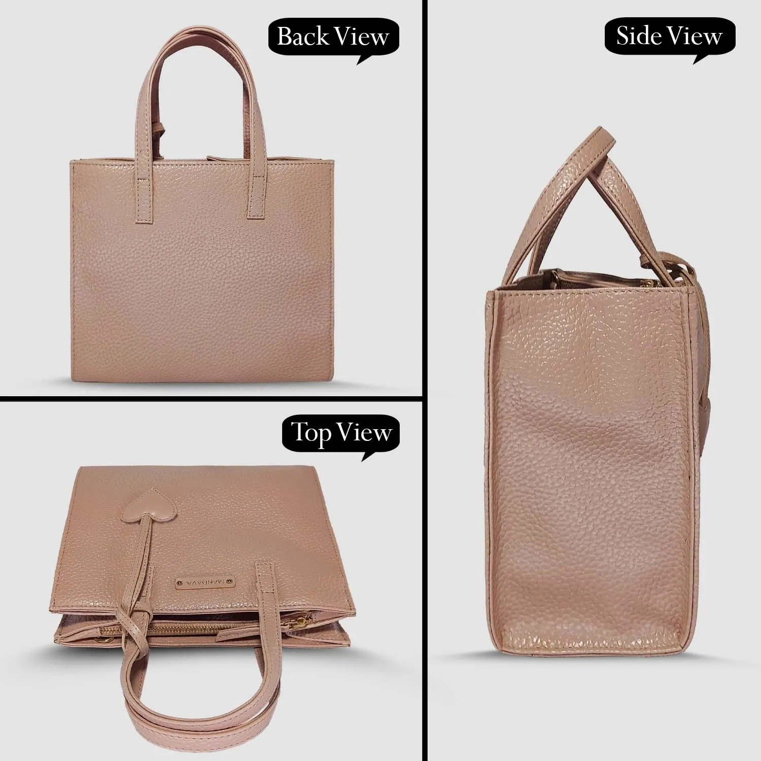 MANDAVA Women's/Ladies Top Handle PU Leather Handbag, Shoulder Bag with Tussle (Old Pink)