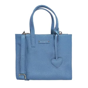MANDAVA Women's/Ladies Top Handle PU Leather Handbag, Shoulder Bag with Tussle (Sky Blue)