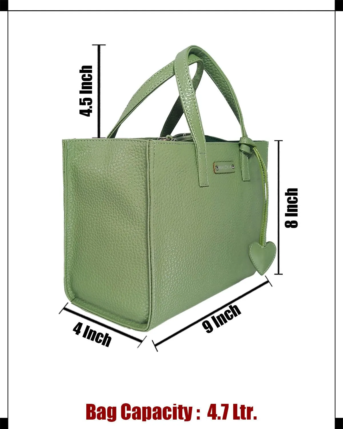 MANDAVA Women's/Ladies Top Handle PU Leather Handbag, Shoulder Bag with Tussle (Terrain Green)