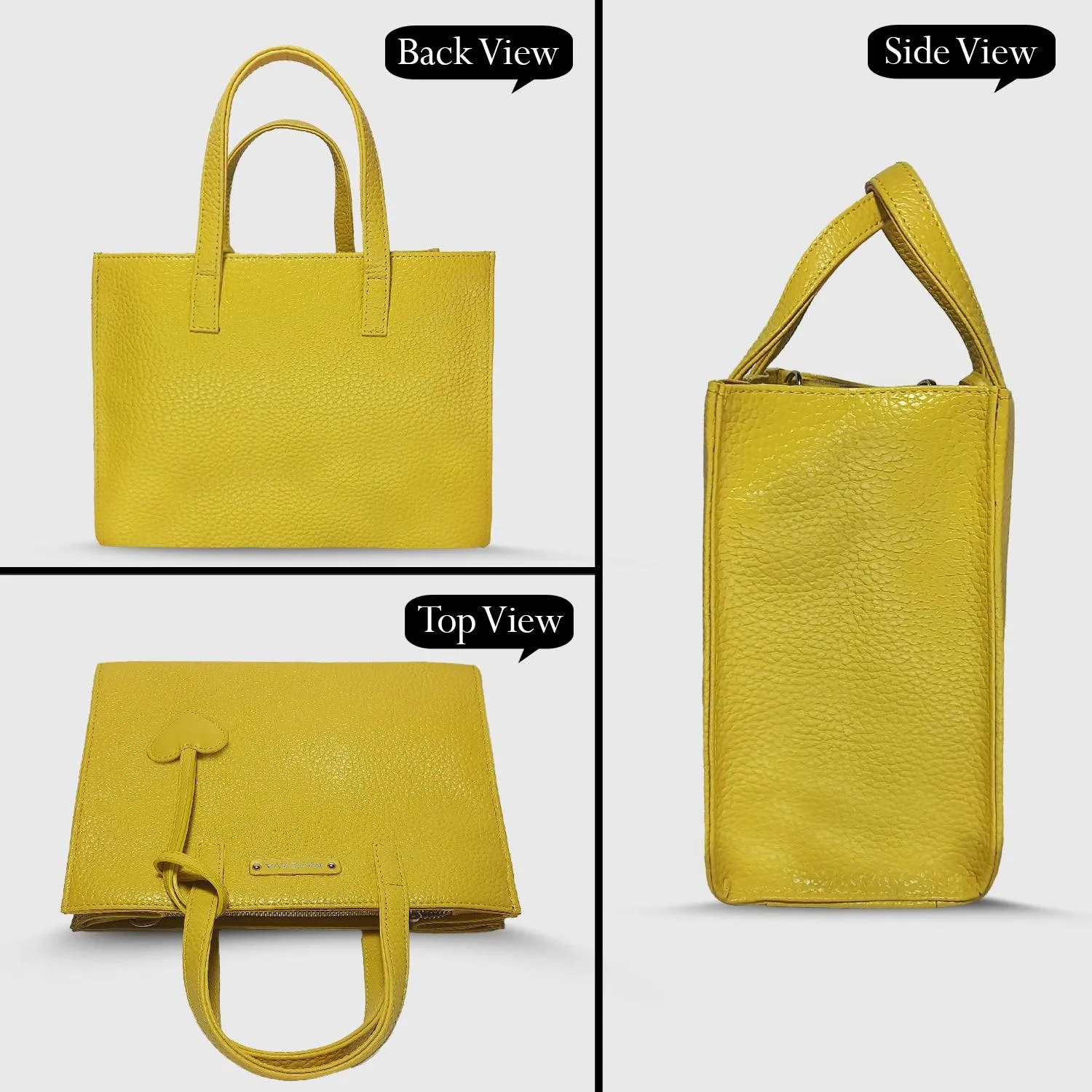 MANDAVA Women's/Ladies Top Handle PU Leather Handbag, Shoulder Bag with Tussle (Yellow)