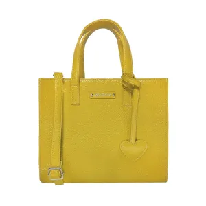 MANDAVA Women's/Ladies Top Handle PU Leather Handbag, Shoulder Bag with Tussle (Yellow)