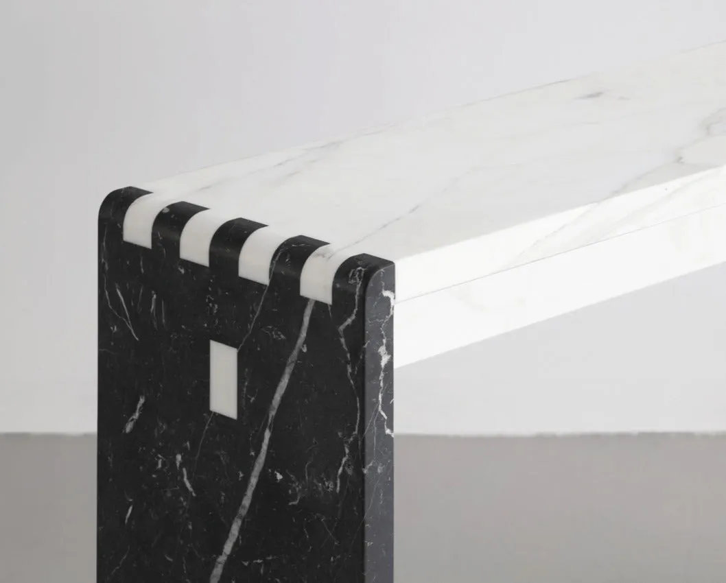 Marble Console Table in Calacatta Gold and Nero Marquina