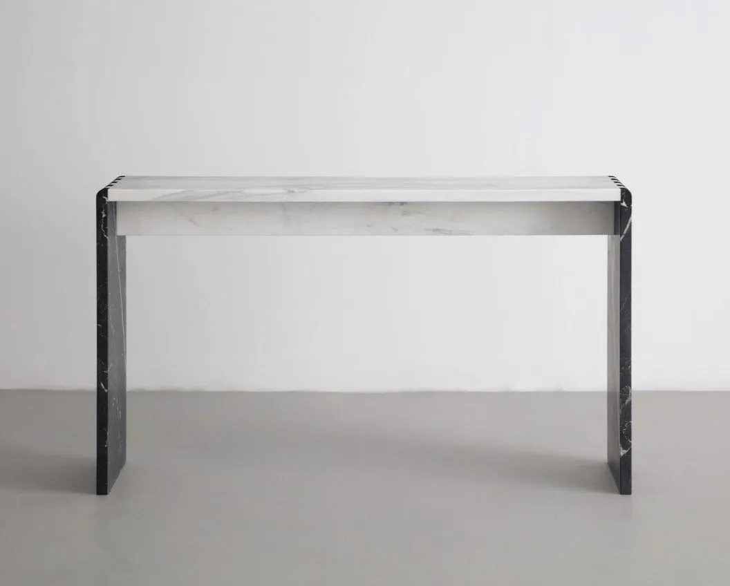 Marble Console Table in Calacatta Gold and Nero Marquina