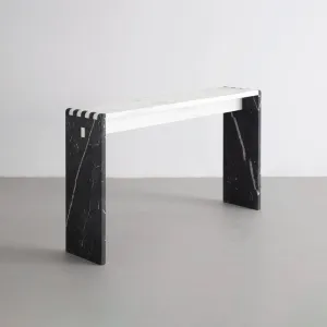 Marble Console Table in Calacatta Gold and Nero Marquina