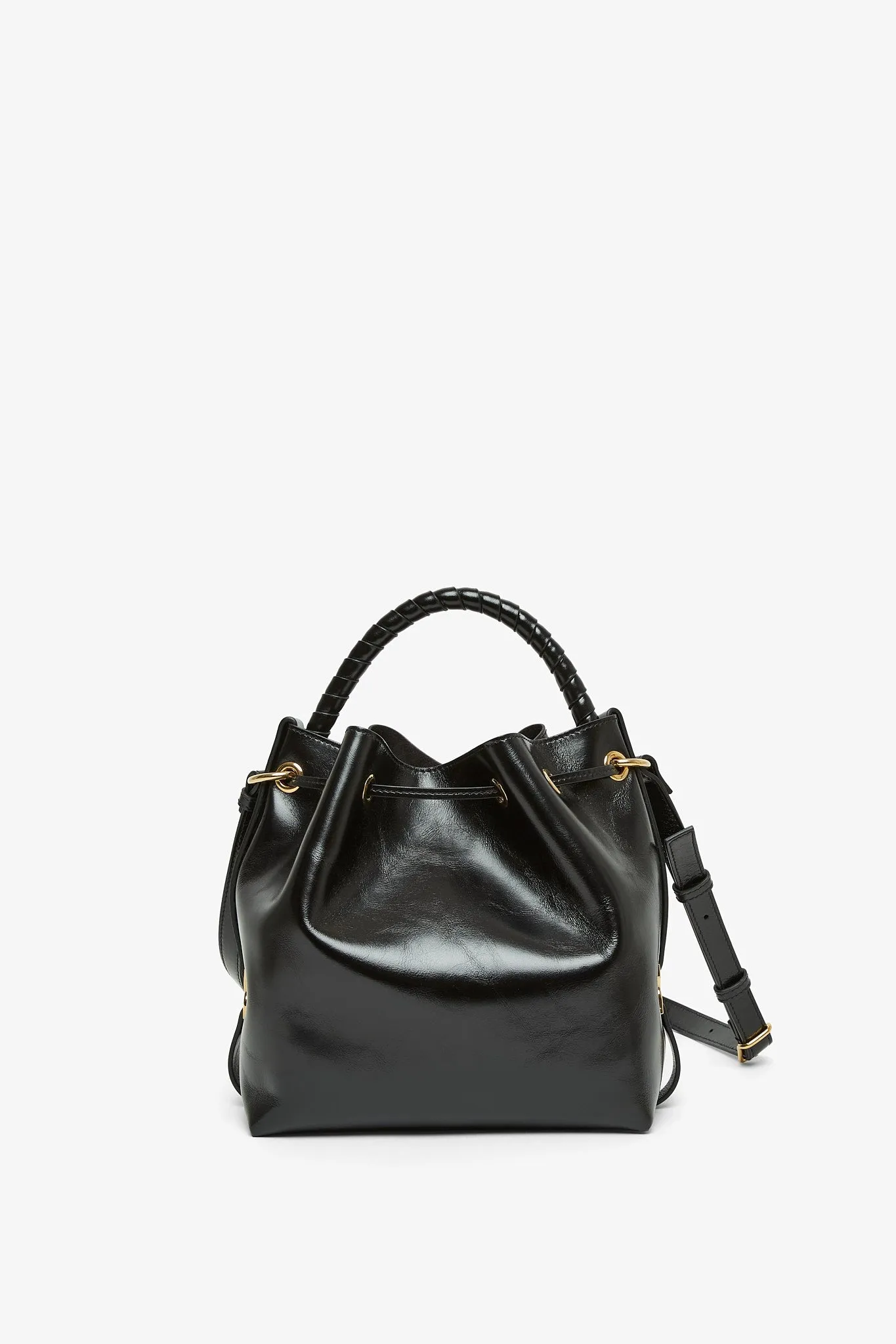 Marcie black leather bucket bag