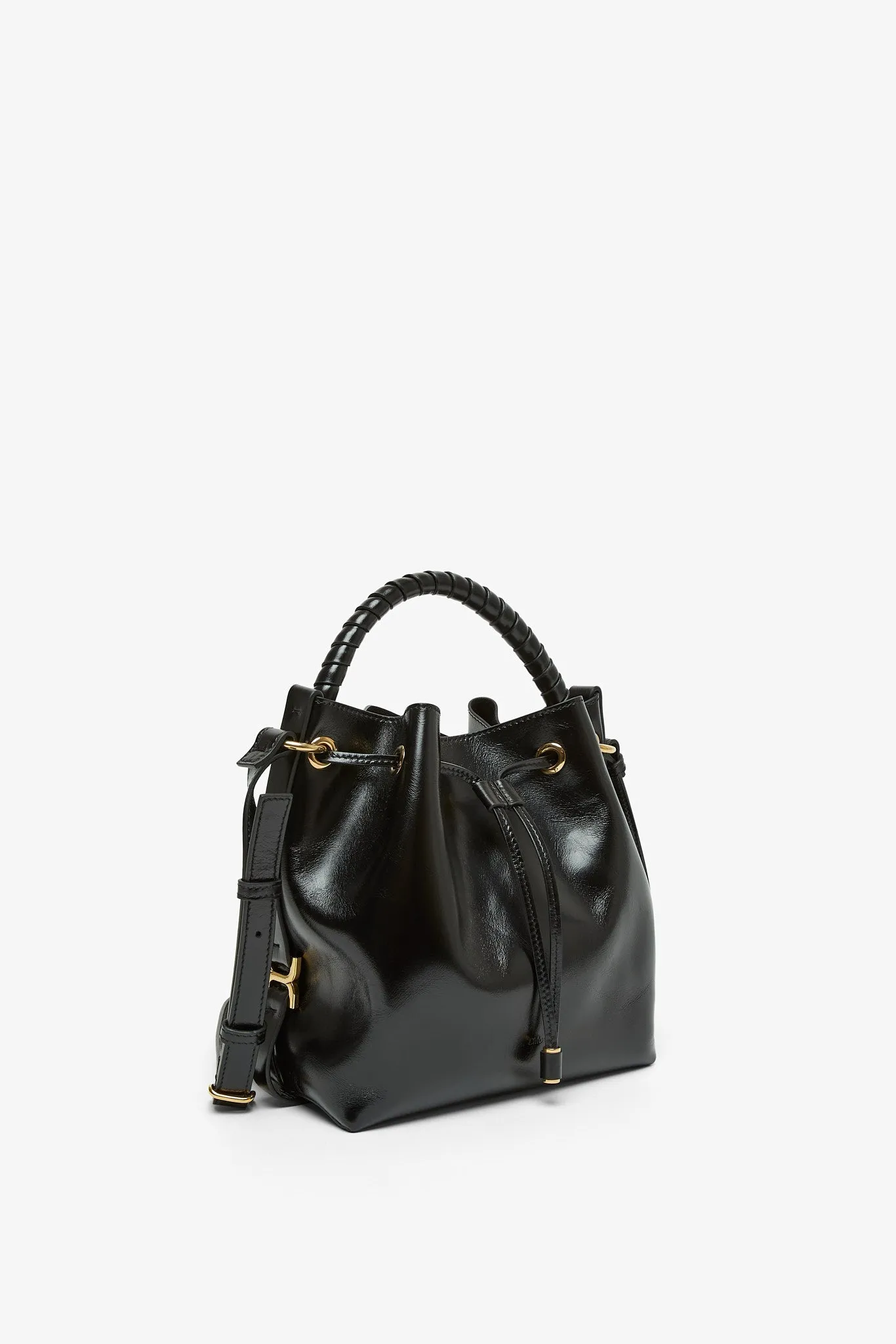 Marcie black leather bucket bag