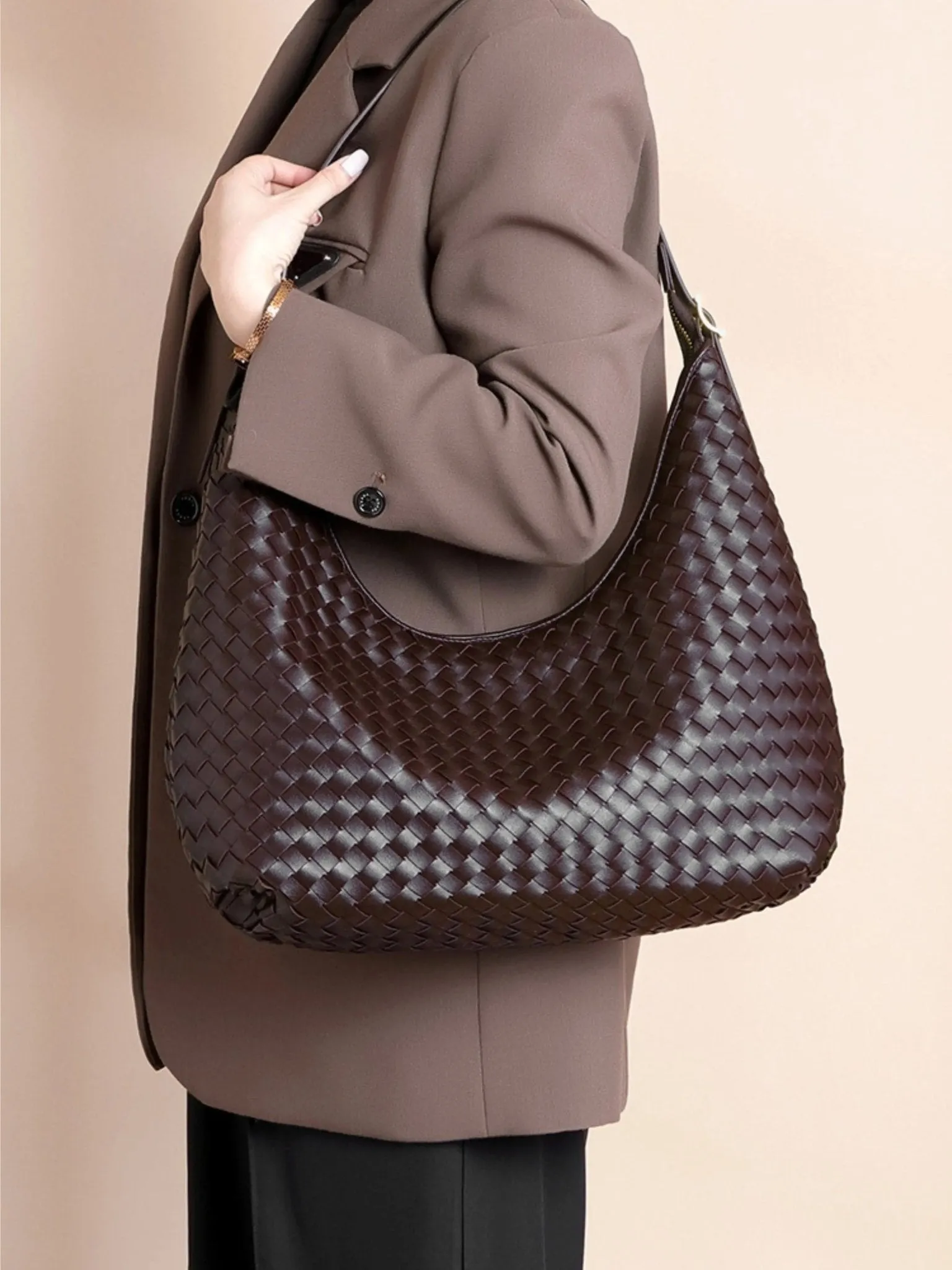 Margot | Woven Leather Hobo Bag