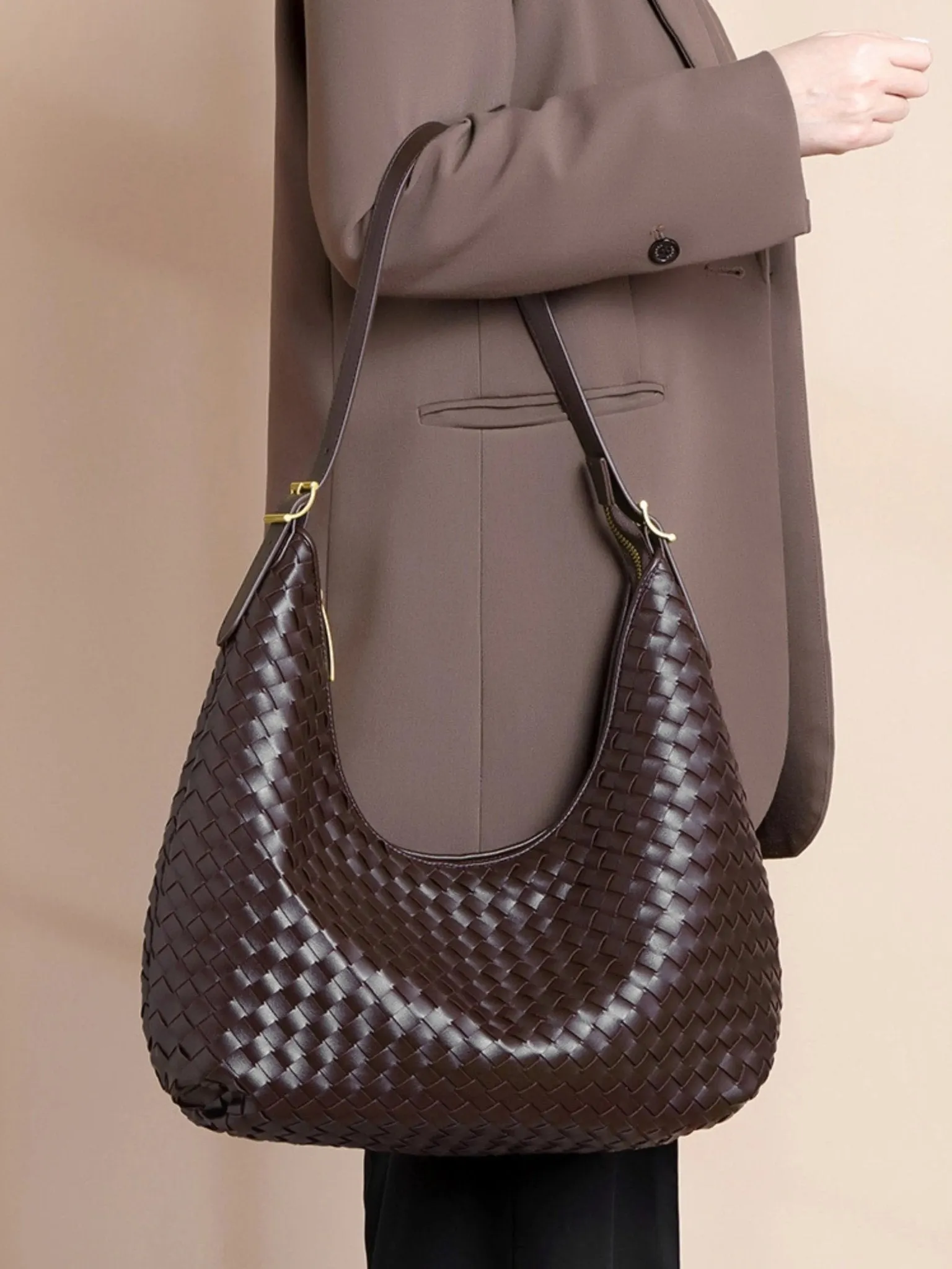 Margot | Woven Leather Hobo Bag