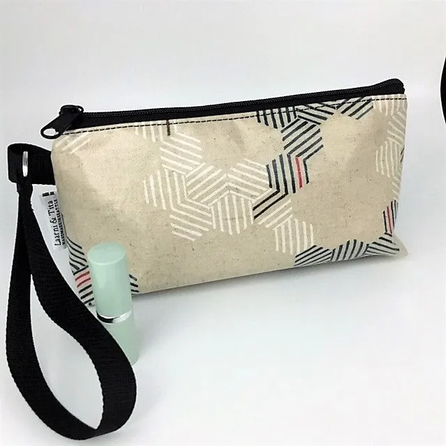 Medium Makeup Bag in  Cream Hexagons