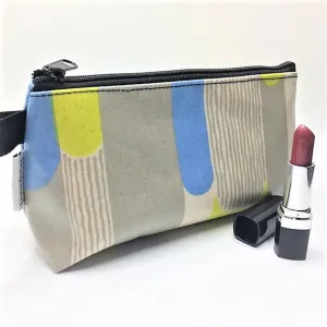 Medium Makeup Bag in Gray Blue and Yellow