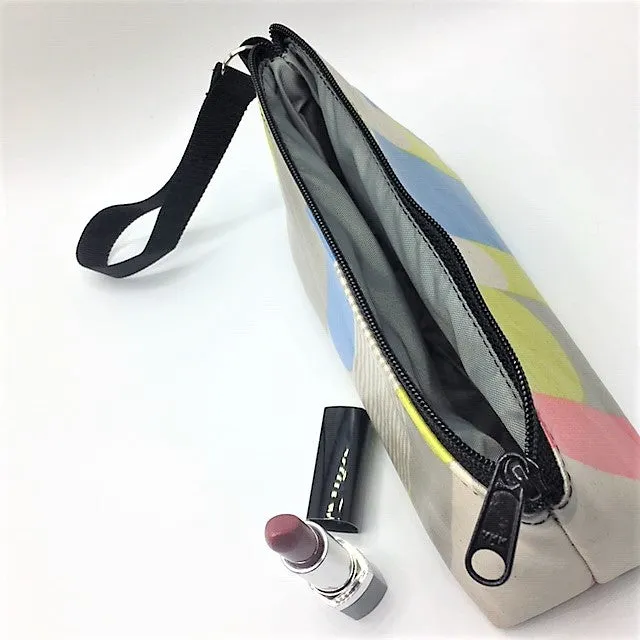 Medium Makeup Bag in Gray Blue and Yellow
