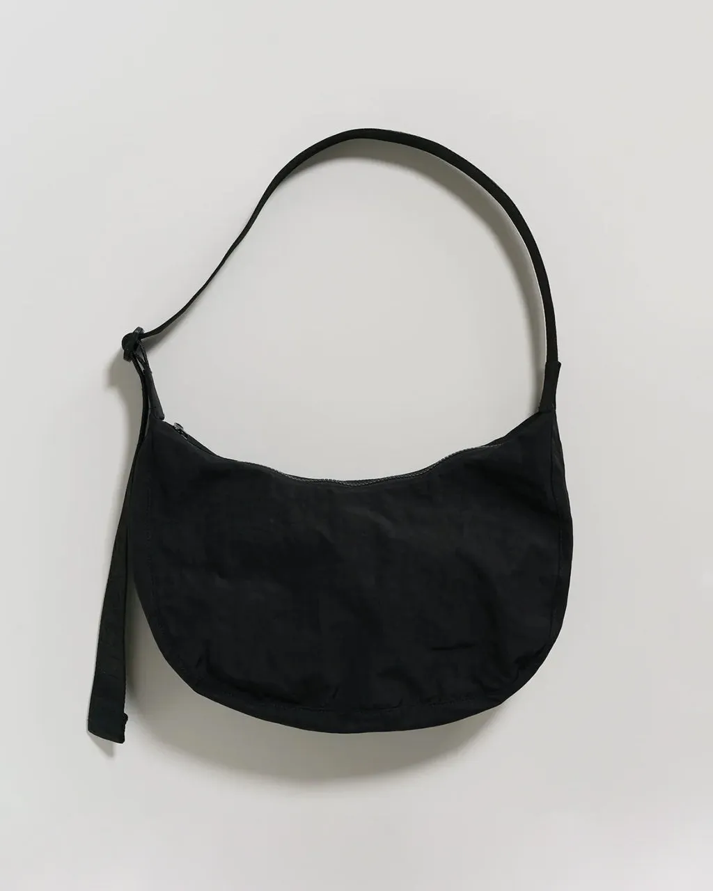 Medium Nylon Crescent Bag - Black