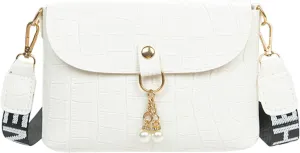 Medium Size Shoulder Handbags Fashion Women Artificial Leather Solid Color Pearl Decoration Hasp Phone Bag