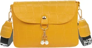 Medium Size Shoulder Handbags Fashion Women Artificial Leather Solid Color Pearl Decoration Hasp Phone Bag