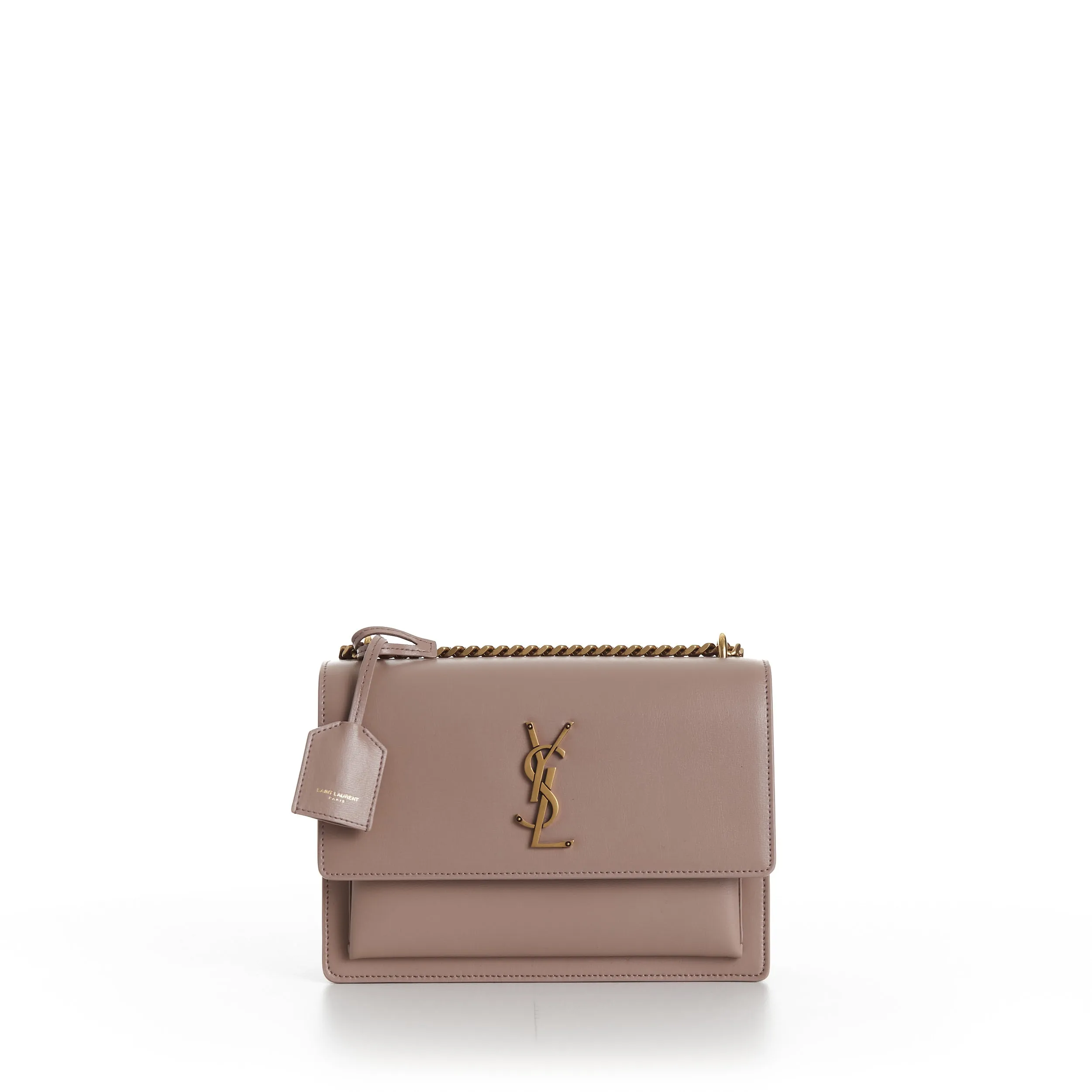 Medium Sunset Bag In Rosy Sand - Smooth Leather, Chain, YSL Cassandre