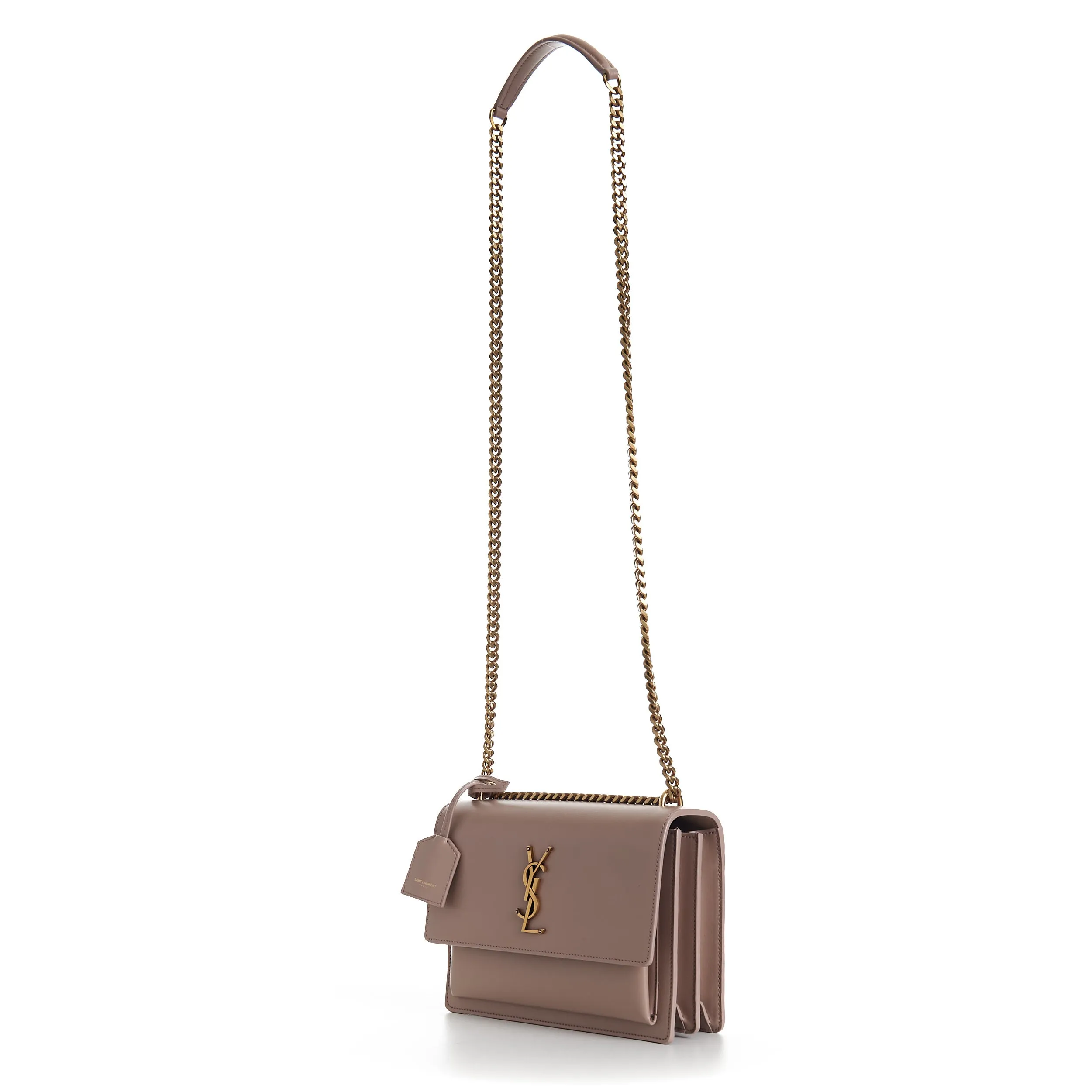 Medium Sunset Bag In Rosy Sand - Smooth Leather, Chain, YSL Cassandre