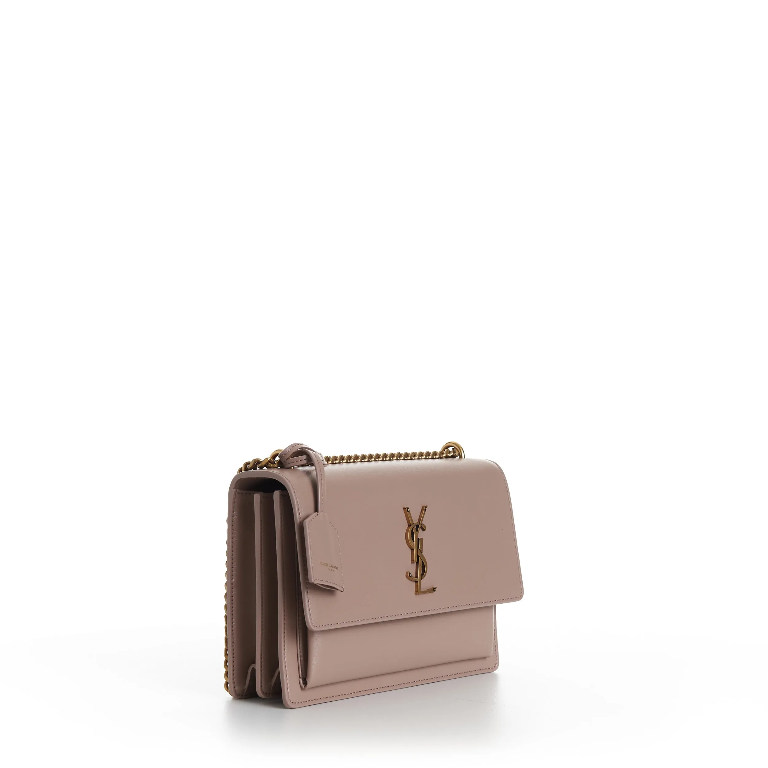 Medium Sunset Bag In Rosy Sand - Smooth Leather, Chain, YSL Cassandre