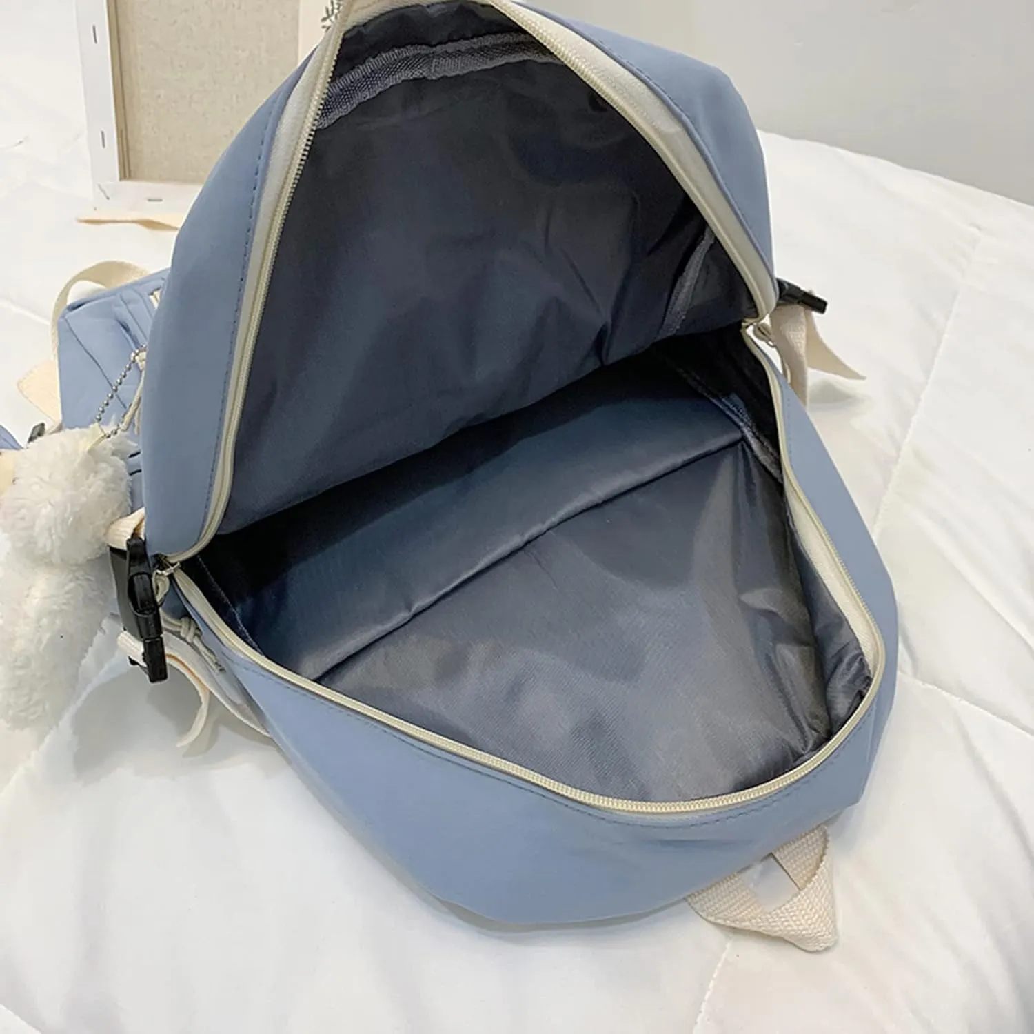 Men And Women Adult Fashion Nylon Zipper Large Capacity Student Backpack Womens Satchel Backpack (Blue, One Size)
