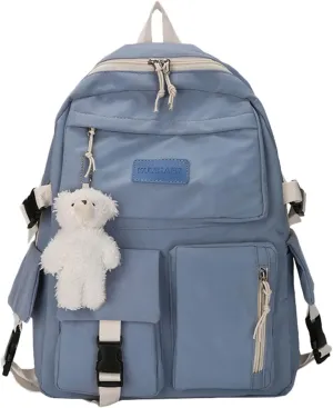 Men And Women Adult Fashion Nylon Zipper Large Capacity Student Backpack Womens Satchel Backpack (Blue, One Size)