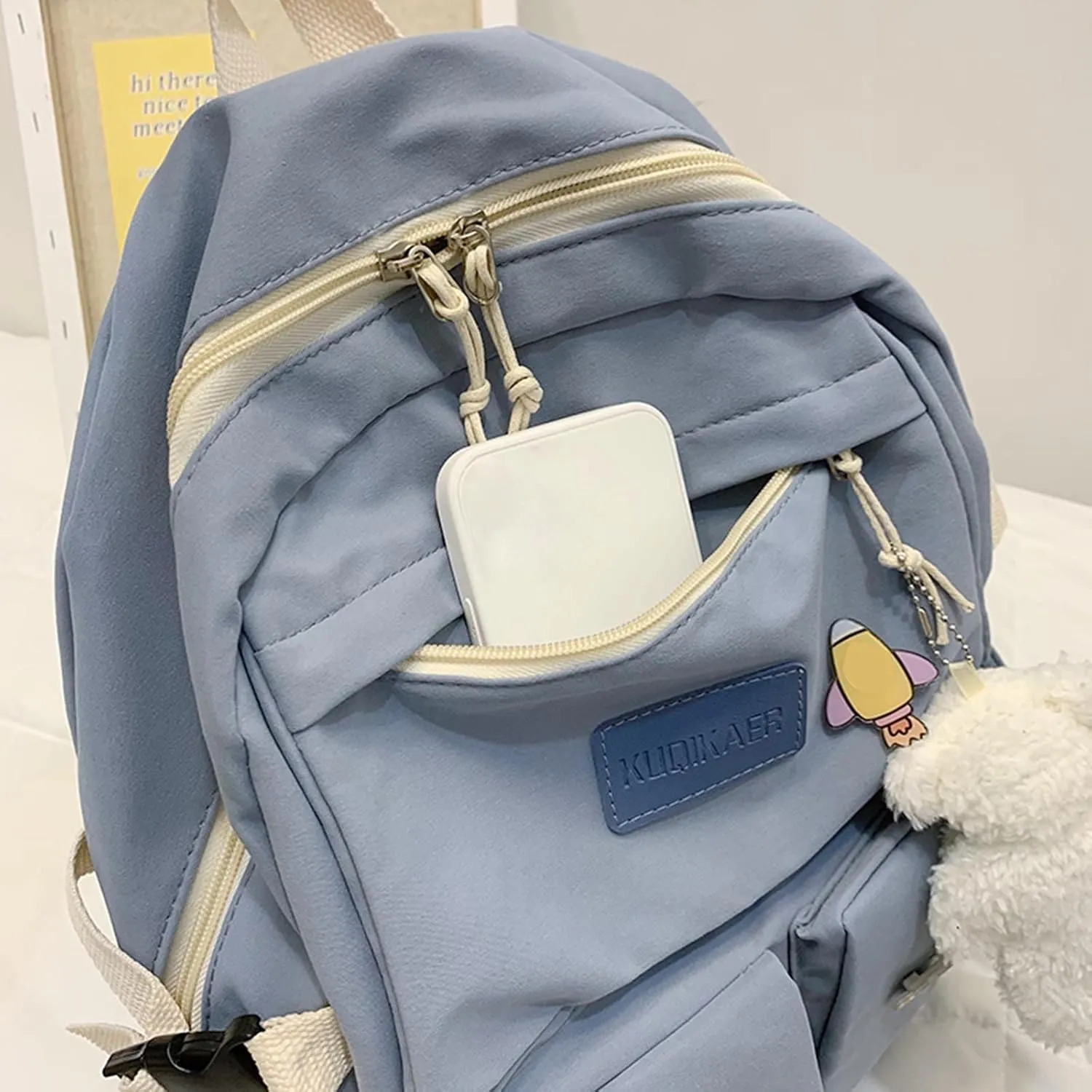 Men And Women Adult Fashion Nylon Zipper Large Capacity Student Backpack Womens Satchel Backpack (Blue, One Size)