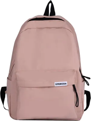 Men And Women Adult Fashion Solid Color Nylon Zipper Simple Large Capacity Student Backpack Retro Backpack (One Size)