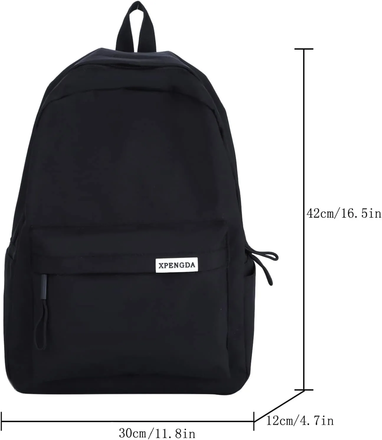 Men And Women Adult Fashion Solid Color Nylon Zipper Simple Large Capacity Student Backpack Retro Backpack (One Size)