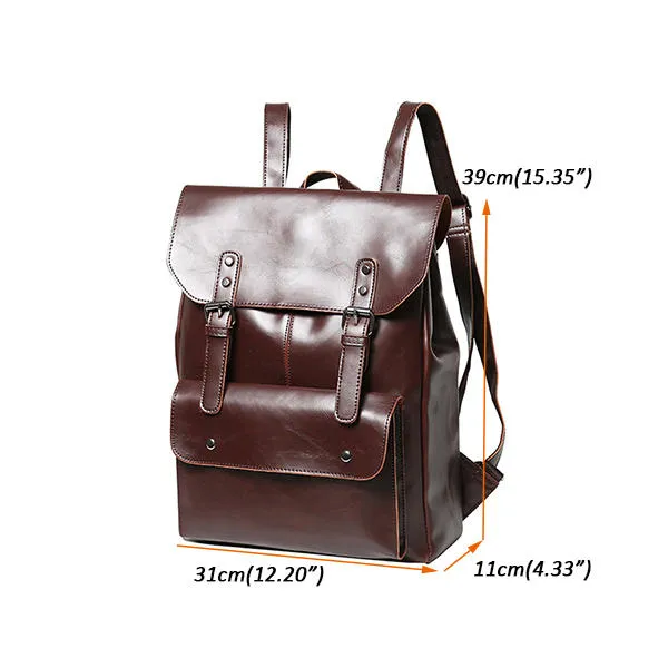 Men And Women Retro Leather Large Capacity Backpack Travel Bag