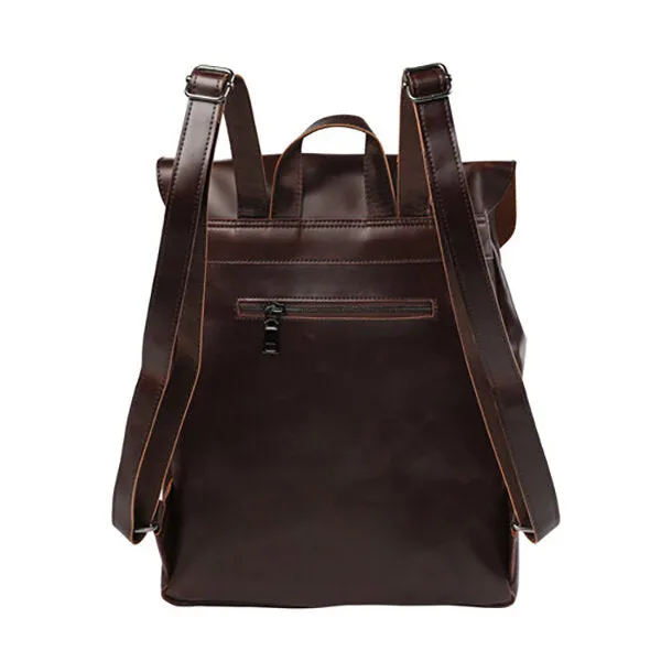 Men And Women Retro Leather Large Capacity Backpack Travel Bag