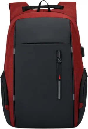 Men Business Bag Laptop Bag Multifunctional USB Backpack Large Capacity Kids Carry on Luggage with (Red, One Size)