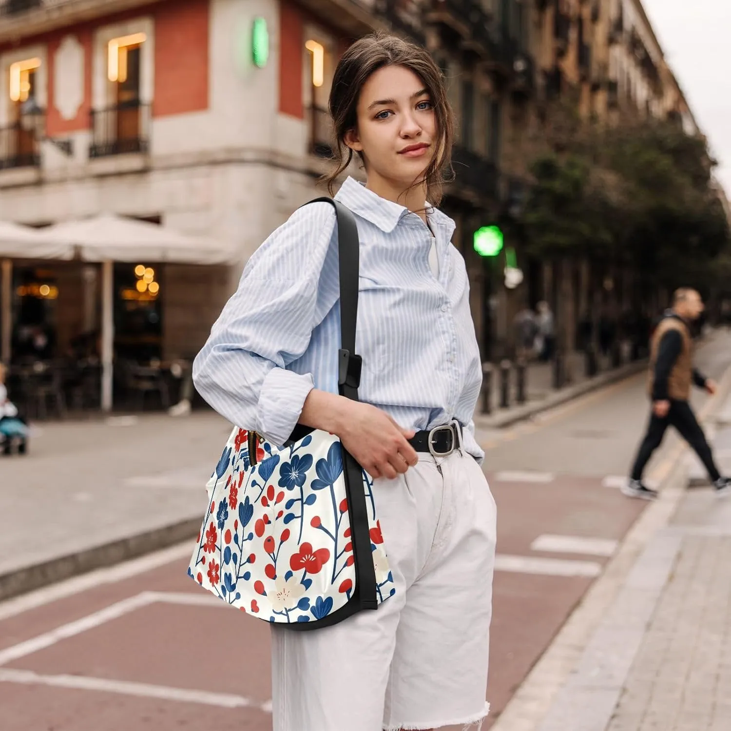 Men Medium Crossbody Bags Trendy Mens Shoulder Bags Crossbody Side Bag Flowers Vibrant Blossoms Japanese
