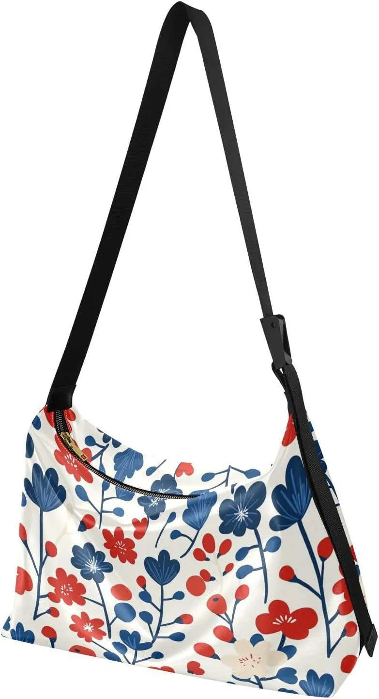Men Medium Crossbody Bags Trendy Mens Shoulder Bags Crossbody Side Bag Flowers Vibrant Blossoms Japanese