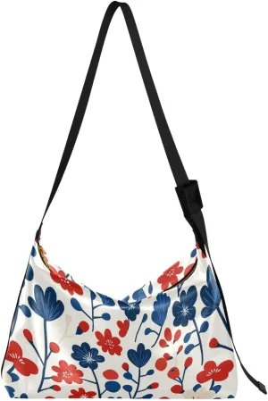Men Medium Crossbody Bags Trendy Mens Shoulder Bags Crossbody Side Bag Flowers Vibrant Blossoms Japanese