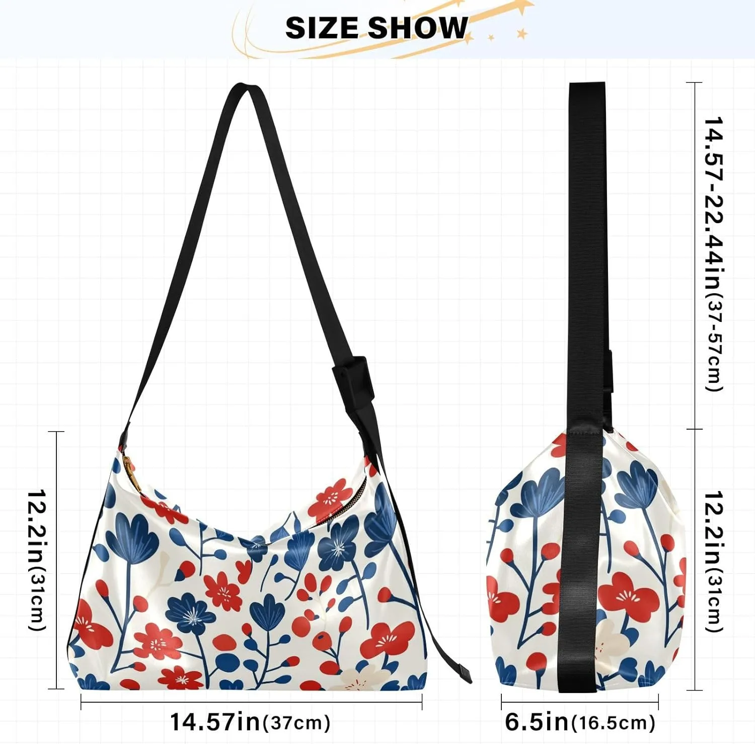 Men Medium Crossbody Bags Trendy Mens Shoulder Bags Crossbody Side Bag Flowers Vibrant Blossoms Japanese