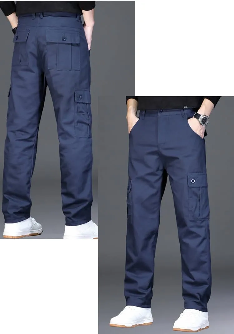 Mens Casual Military Pants, Cotton Cargo Work Pants Multi-Pocket