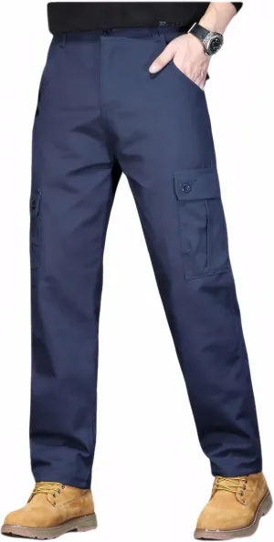 Mens Casual Military Pants, Cotton Cargo Work Pants Multi-Pocket
