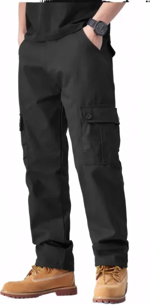 Mens Casual Military Pants, Cotton Cargo Work Pants Multi-Pocket