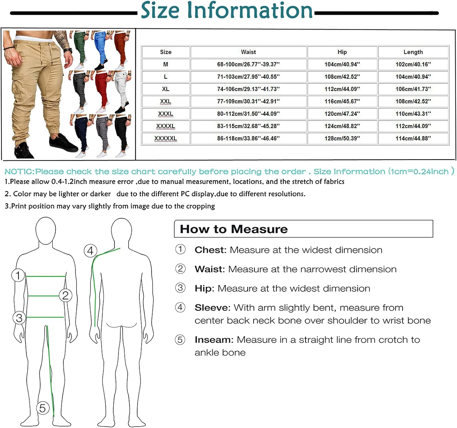 Men's Casual Multi-Pocket Trousers Sports Drawstring Trousers