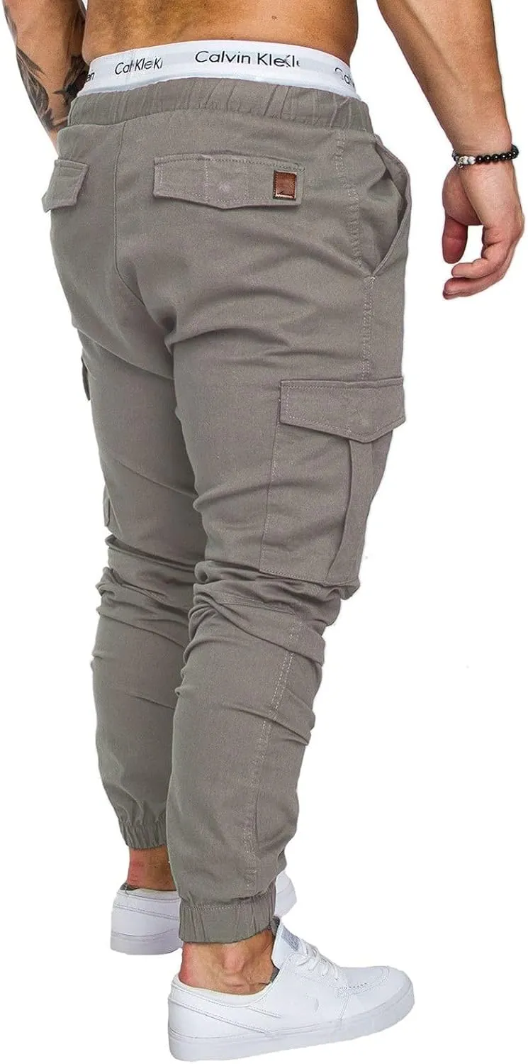 Men's Casual Multi-Pocket Trousers Sports Drawstring Trousers