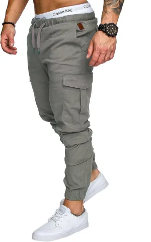 Men's Casual Multi-Pocket Trousers Sports Drawstring Trousers