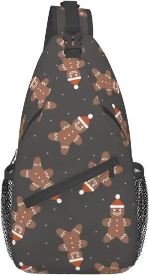 Men'S Crossbody Sling Backpack Christmas Gingerbread Cookies Chest Bags Casual Sport Travel Hiking Daypack