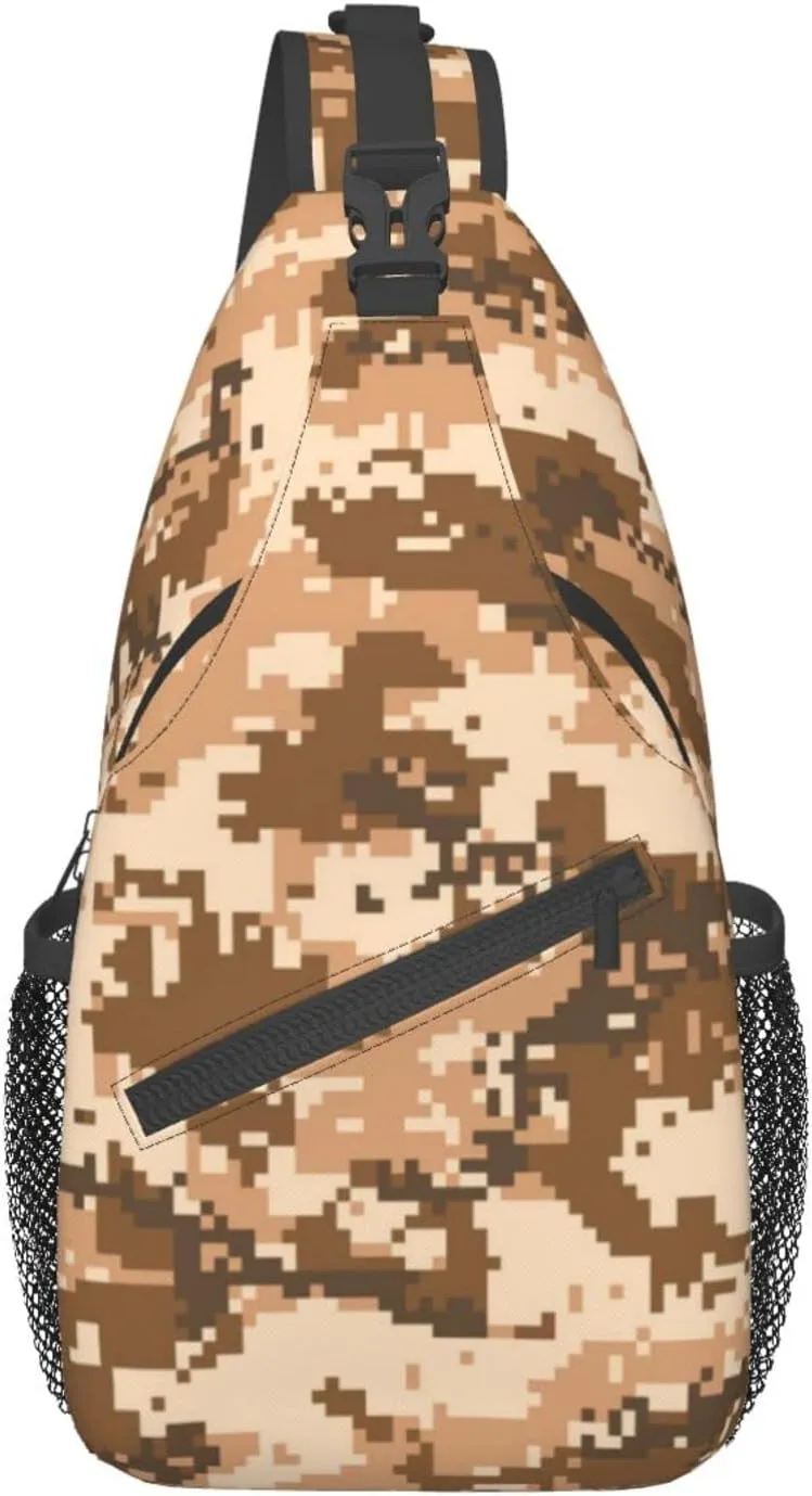 Men'S Crossbody Sling Backpack-Desert Camo Chest Bags Casual Sport Travel Hiking Daypack