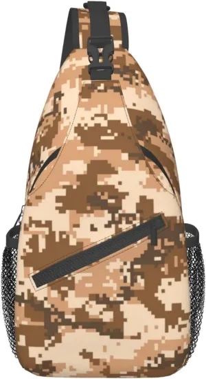 Men'S Crossbody Sling Backpack-Desert Camo Chest Bags Casual Sport Travel Hiking Daypack