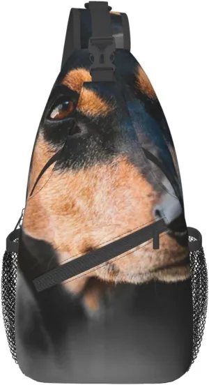 Men'S Crossbody Sling Backpack-Miniature Pinscher Dog Chest Bags Casual Sport Travel Hiking Daypack