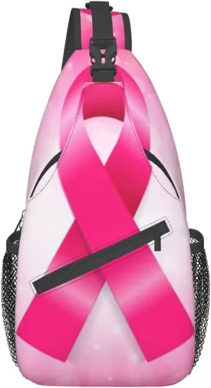 Men'S Crossbody Sling Backpack-Pink Breast Cancer Ribbon Chest Bags Casual Sport Travel Hiking Daypack