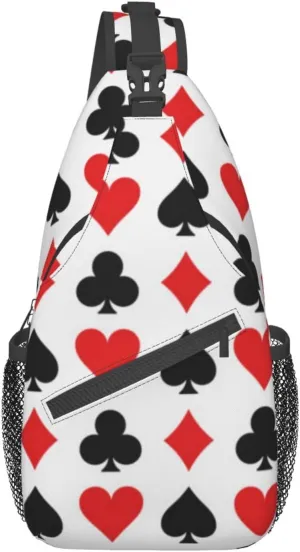 Men'S Crossbody Sling Backpack Poker Game Themed Chest Bags Casual Sport Travel Hiking Daypack
