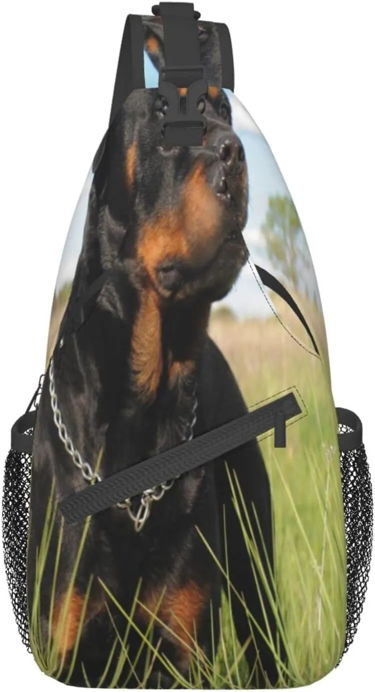 Men'S Crossbody Sling Backpack-Rottweiler Dog Chest Bags Casual Sport Travel Hiking Daypack