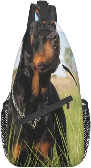 Men'S Crossbody Sling Backpack-Rottweiler Dog Chest Bags Casual Sport Travel Hiking Daypack